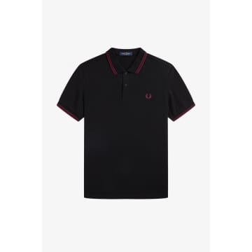 Fred Perry Slim Fit Twin Tipped Polo Black / Tawny Port / Tawny Port