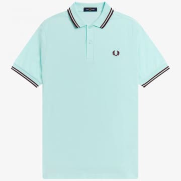 Fred Perry Slim Fit Twin Tipped Polo Brighton Blue Aubergine Mahogany