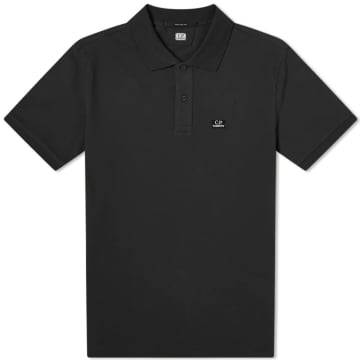 Shop C.p. Company Stretch Pique Slim Fit Logo Polo Black