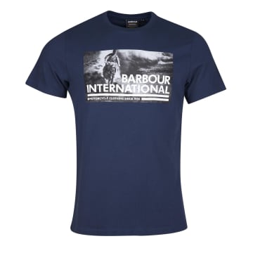 Barbour International Photo History T-shirt Navy In Blue
