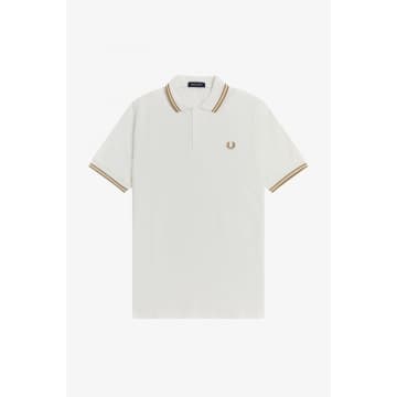 Fred Perry Slim Fit Twin Tipped Polo Snow White Desert Desert