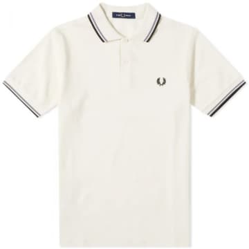 Fred Perry Slim Fit Twin Tipped Polo Snow White Light Oyster Black