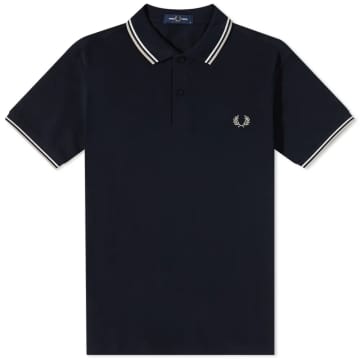 Fred Perry Navy Twin Tipped Polo In Blue