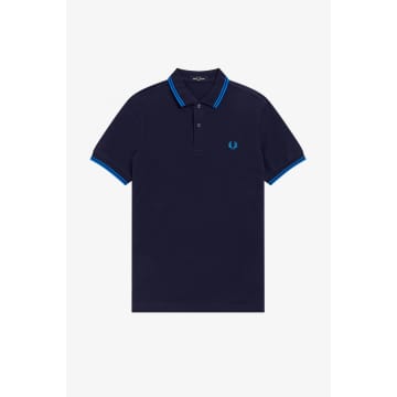 Fred Perry Slim Fit Twin Tipped Polo Dark Carbon Kingfisher