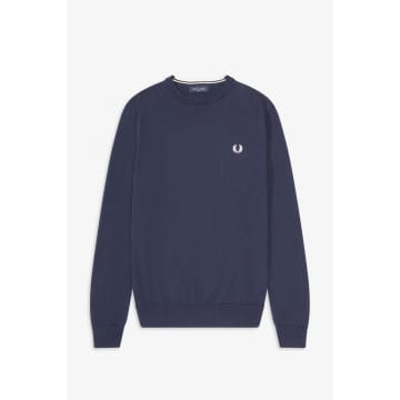 Fred Perry Classic Crew Neck Jumper Navy In Blue