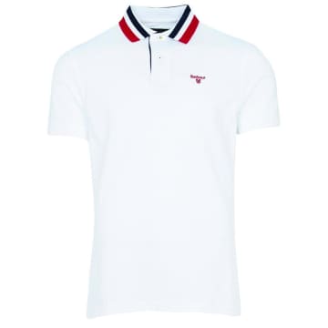 Barbour Hawkeswater Tipped Polo White Red Blue