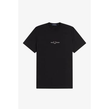 Shop Fred Perry Embroidered Logo T-shirt Black