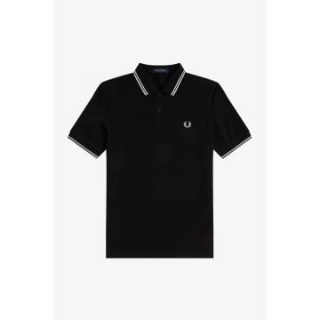 Fred Perry Slim Fit Twin Tipped Polo Black White White