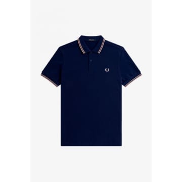 Fred Perry Slim Fit Twin Tipped Polo Blue Pink Pink