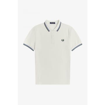 Fred Perry Slim Fit Twin Tipped Polo Ecru Blue Green