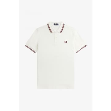 Shop Fred Perry Slim Fit Twin Tipped Polo Snow White Eggplant
