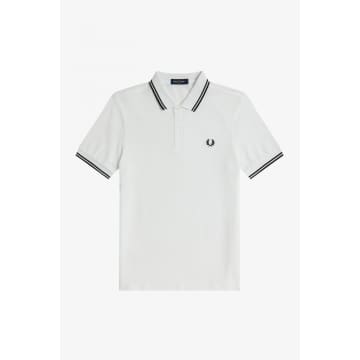 Fred Perry Slim Fit Twin Tipped Polo White Black Black
