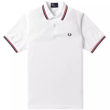 Fred Perry Slim Fit Twin Tipped Polo White Red Navy