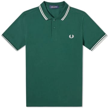 Shop Fred Perry Slim Fit Twin Tipped Polo Ivy Snow White Snow White