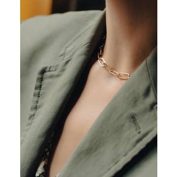 Nordic Muse Gold Chain Link Choker Necklace, 18k Tarnish-free Waterproof Gold