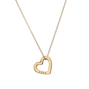 Posh Totty Designs Women's Yellow Gold Plated 'love' Mini Heart Necklace In Metallic