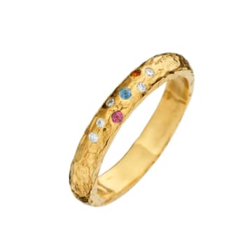Posh Totty Designs Women's Gold Diamond & Semi Precious Stone Confetti Ring In Metallic