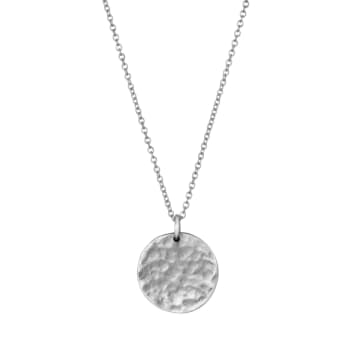 Posh Totty Designs Women's Sterling Silver Textured Disc Necklace In Metallic