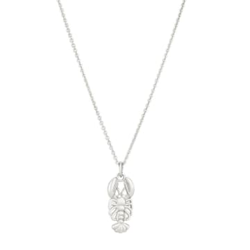 Posh Totty Designs Sterling Silver Lobster Charm Necklace In Metallic