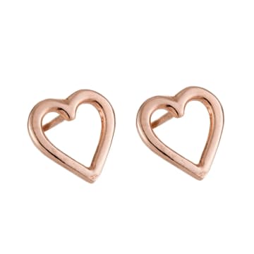 Posh Totty Designs Rose Gold Plated Open Mini Heart Stud Earrings