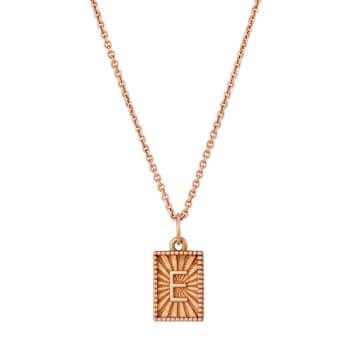 Posh Totty Designs Rose Gold Plated Sunbeam Rectangle Initial Charm Necklace In Metallic