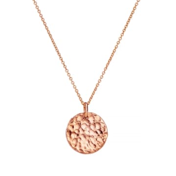 Posh Totty Designs Rose Gold Plated Textured Disc Necklace In Metallic