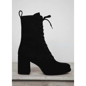 Donna Lei Tacco Lace Up Suede Black