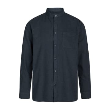 Knowledge Cotton Apparel 90891 Melangé Flannel Stand Collar Custom Fit Shirt Total Eclipse
