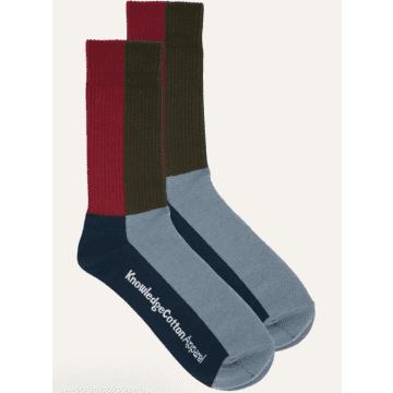 Knowledge Cotton Apparel 83168 2-pack Block Socks Total Eclipse