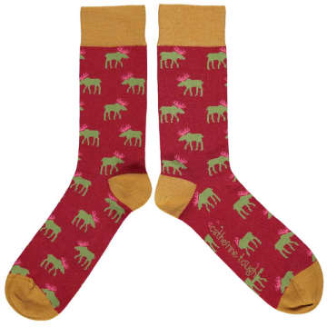 Catherine Tough Men's Moose Ankle Socks- Red/ Ginger