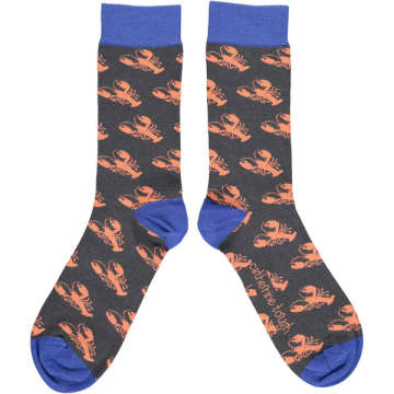 Catherine Tough Men's Lobster Ankle Socks- Slate/ Bright Blue