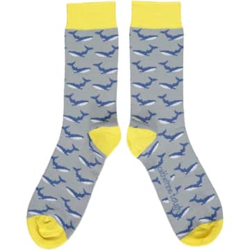 Catherine Tough Men's Whale Ankle Socks- Grey/ Yellow