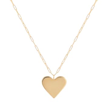 Épanoui Maxi Heart Necklace On Paperclip Chain In Gold