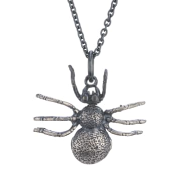 Window Dressing The Soul Oxidised 925 Silver Spider Necklace In Metallic