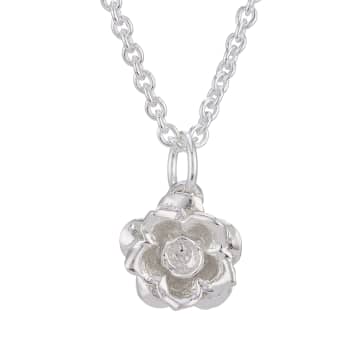 Collardmanson Silver Rose Necklace In Metallic