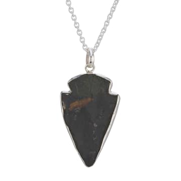 Collardmanson Silver Black Agate Arrowhead Pendant Necklace In Metallic