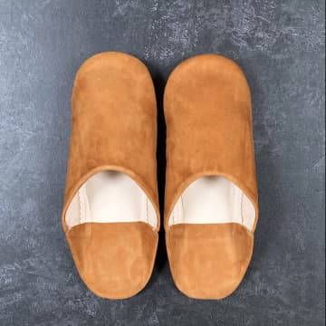 Stuff & Co Moroccan Babouche Suede Slippers | Caramel
