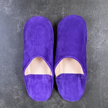 Stuff & Co Moroccan Babouche Suede Slippers | Purple