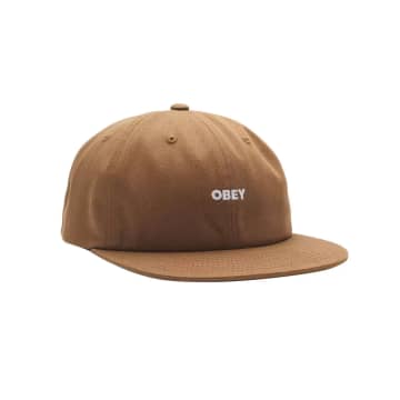 Obey Bold Twill 6 Panel Strapback Cap In Brown