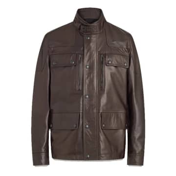 Belstaff Dene Leather Field Jacket In Brown