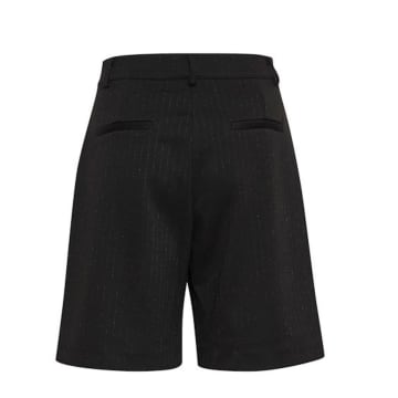Ichi Black Sequined Striped Shorts