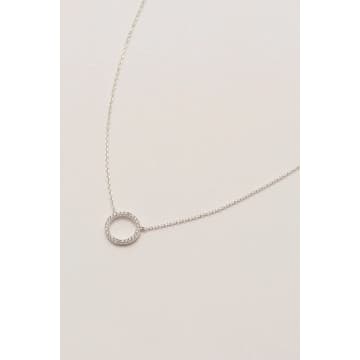Lark London Estella Bartlett Circle Cz Necklace Silver In Metallic
