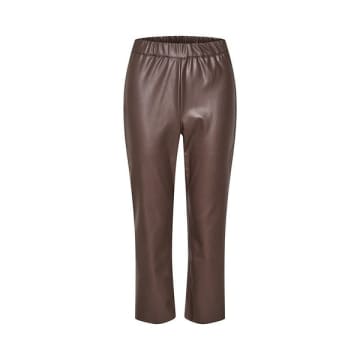 Kaffe Faux Leather Trousers In Milk Chocolate
