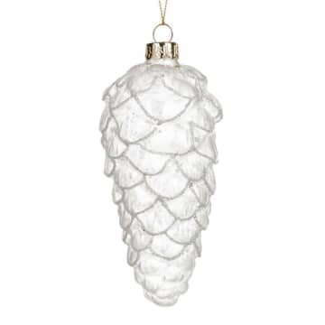Goodwill Christmas Bauble Frost Pinecone Long White Set Of 2 In Transparent