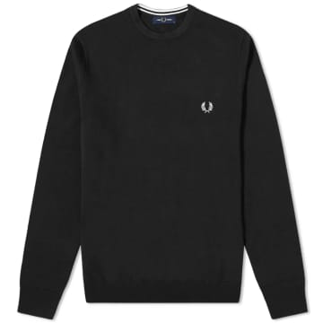 Shop Fred Perry Classic Crew Neck Jumper Black