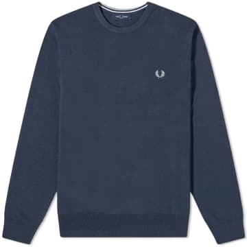 Fred Perry Classic Crew Neck Jumper Shaded Navy In Blue