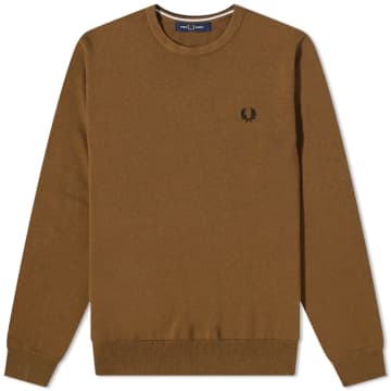 Fred Perry Classic Crew Neck Jumper Shaded Stone In Brown