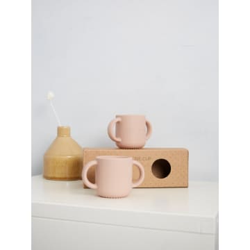 Liewood Gene Pack Of 2 Silicone Cups In Rose Cat In Pink