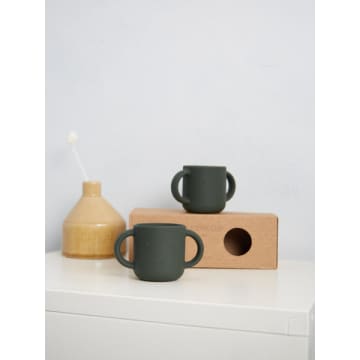 Liewood Gene Pack Of 2 Silicone Cups In Hunter Green Rabbit
