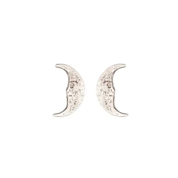 Lark London Amanda Coleman Moon Stud Earrings Silver In Metallic